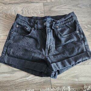 Aeropostale Black Rolled-Hem Denim Mom Short Size 4